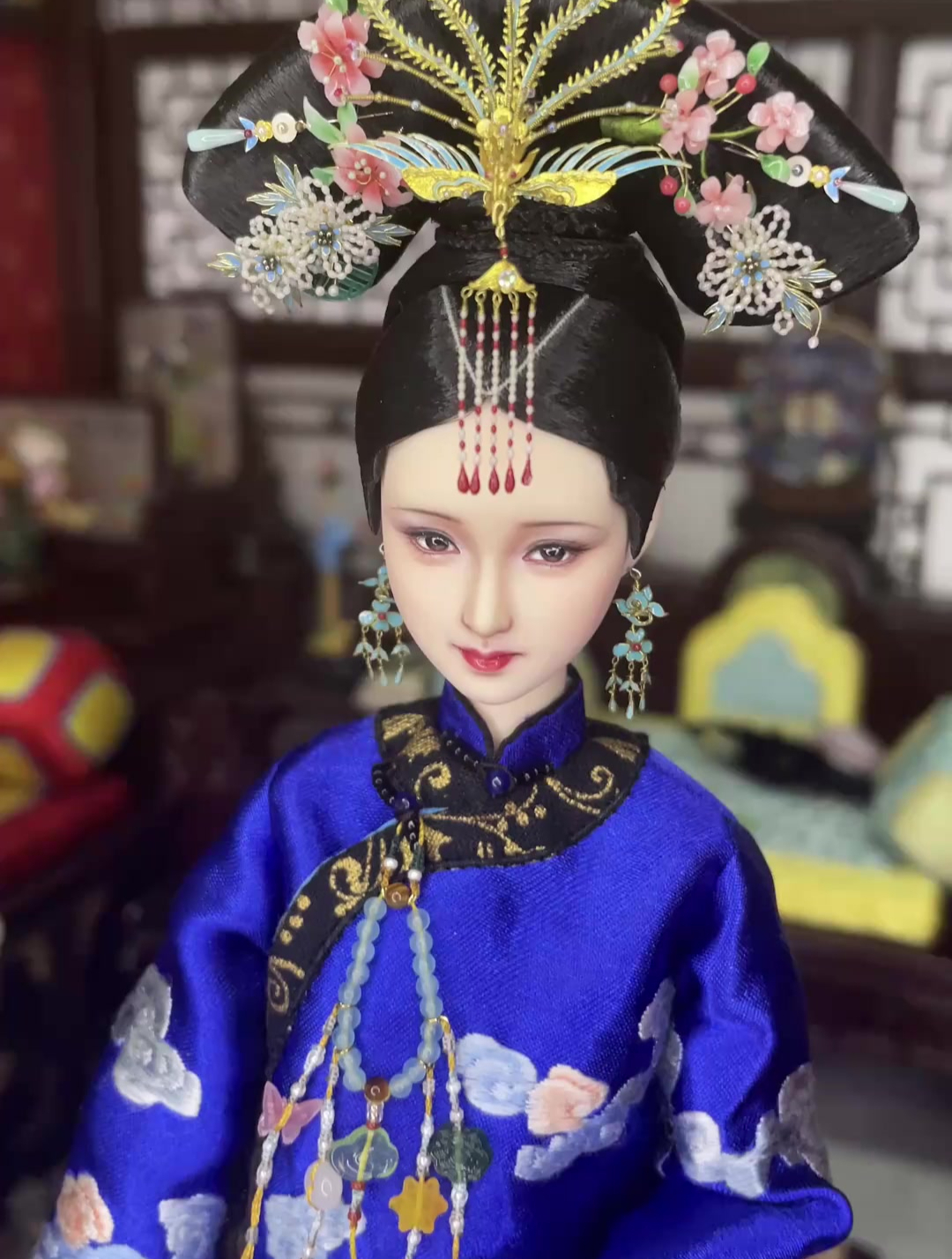 清朝风格古风娃娃潮玩手办展示