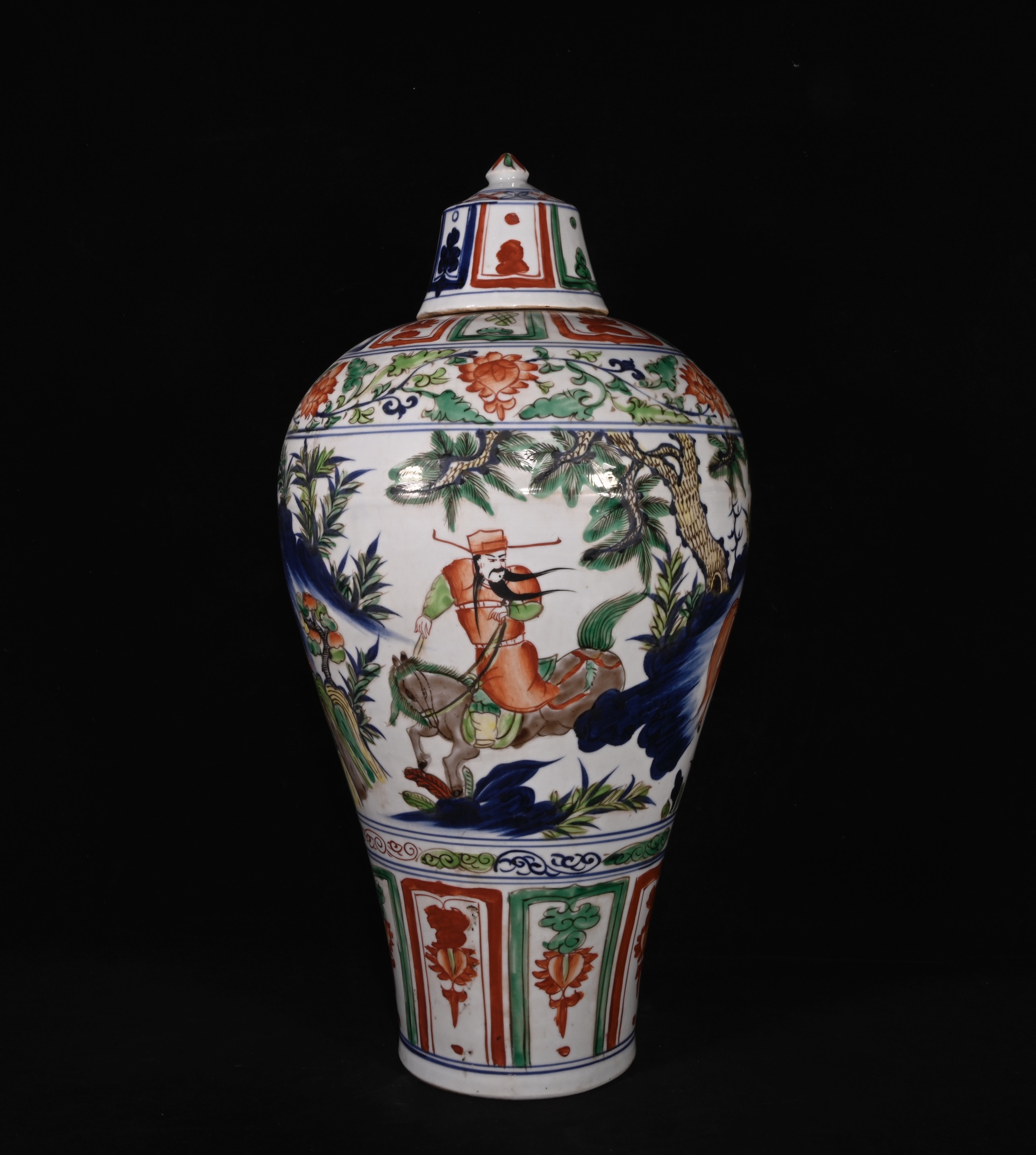 萧何月下追韩信人物故事纹梅瓶