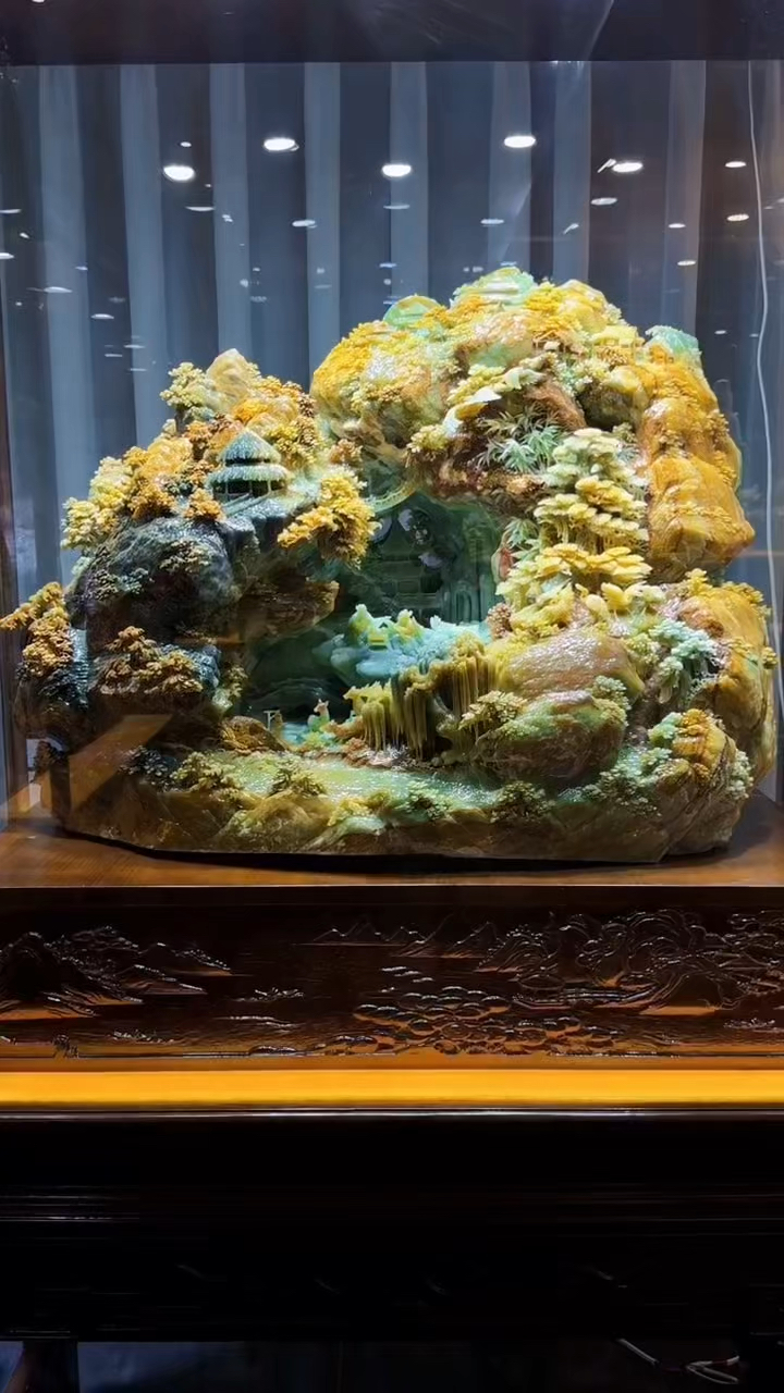 岫玉山水大摆件天然的居家招财