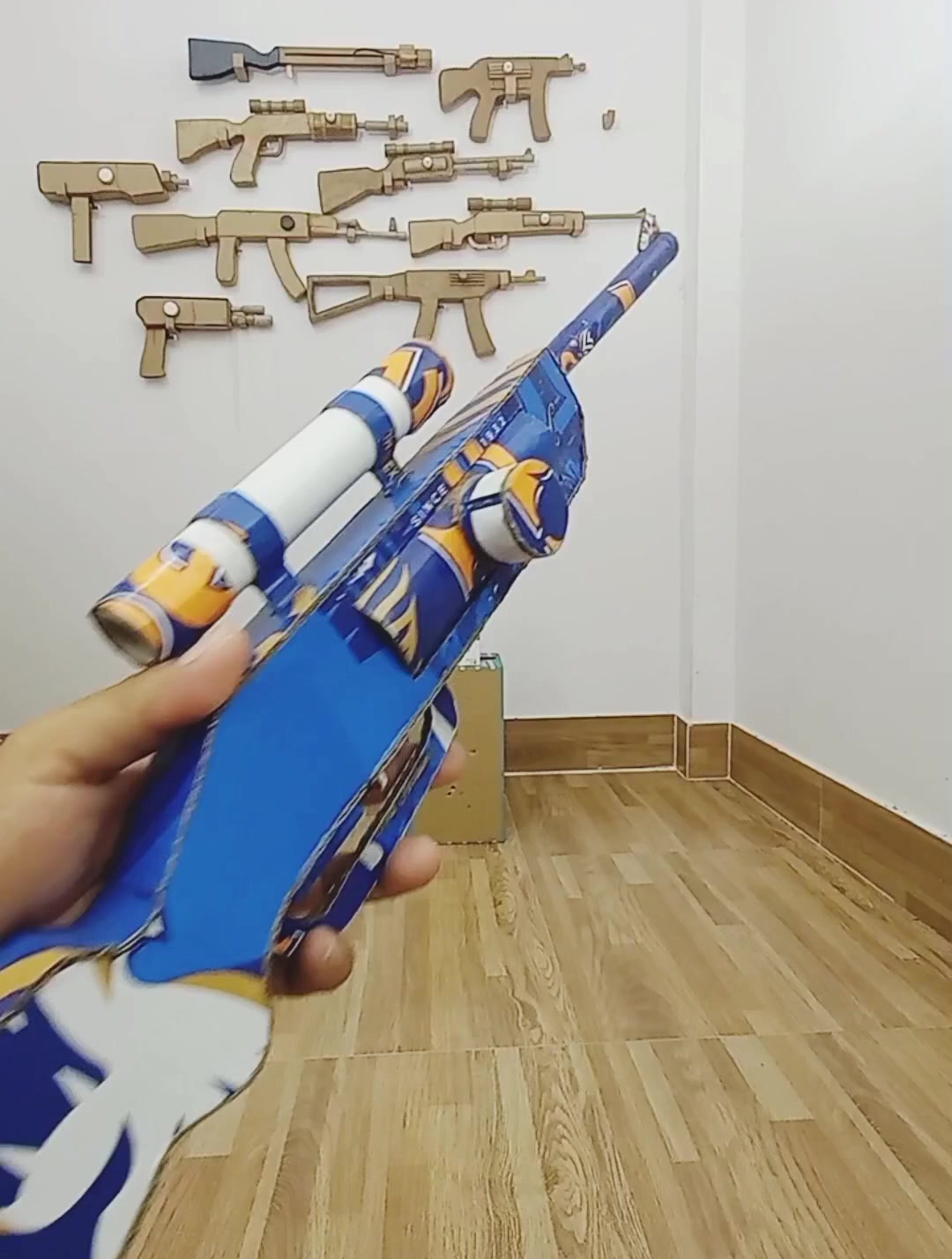 diy手工,硬纸板制作酒精弹射枪
