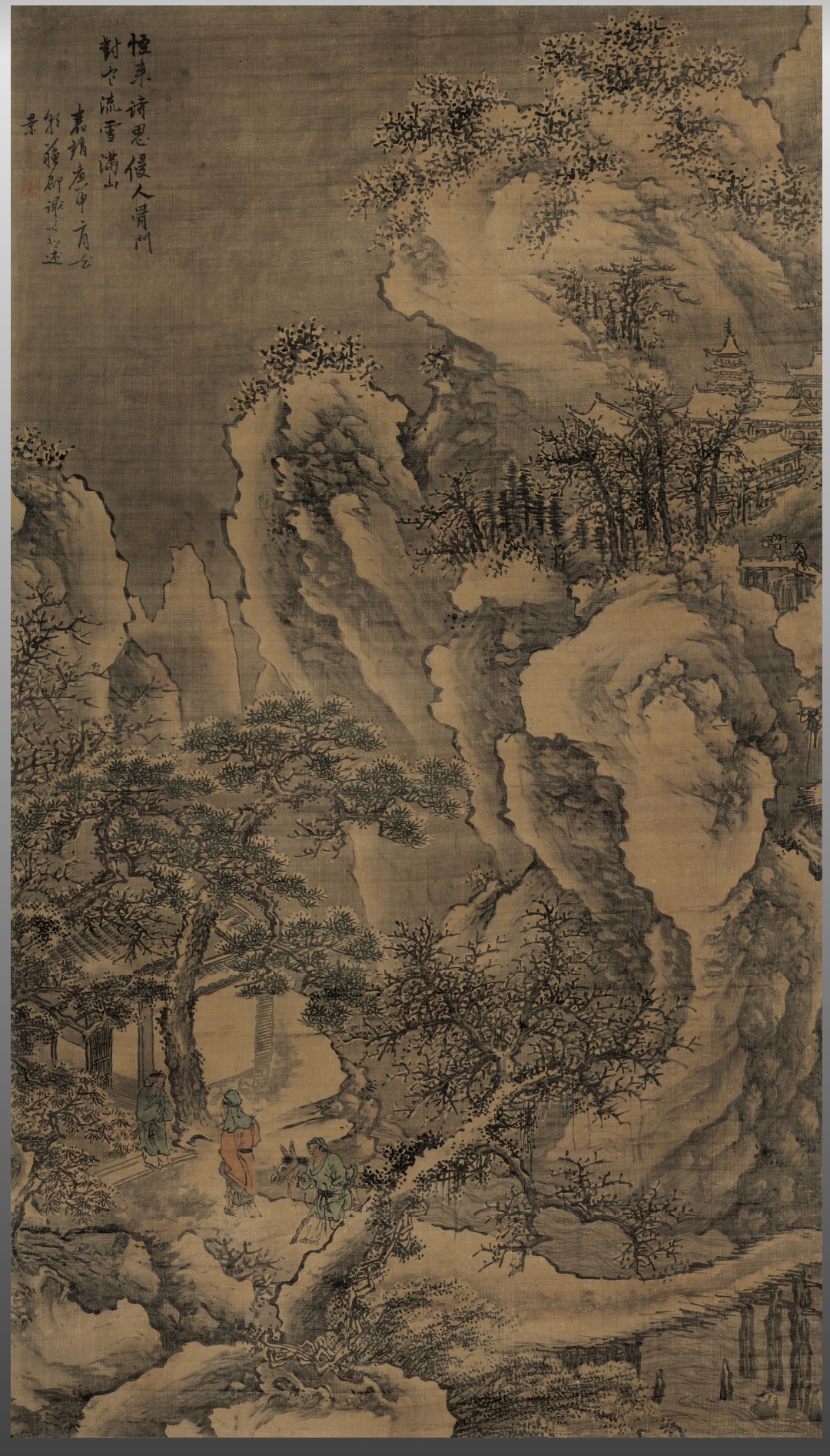 树木参差,随谢时臣山水画图片谢时臣山水画100幅明朝画家盛峦雪景山水