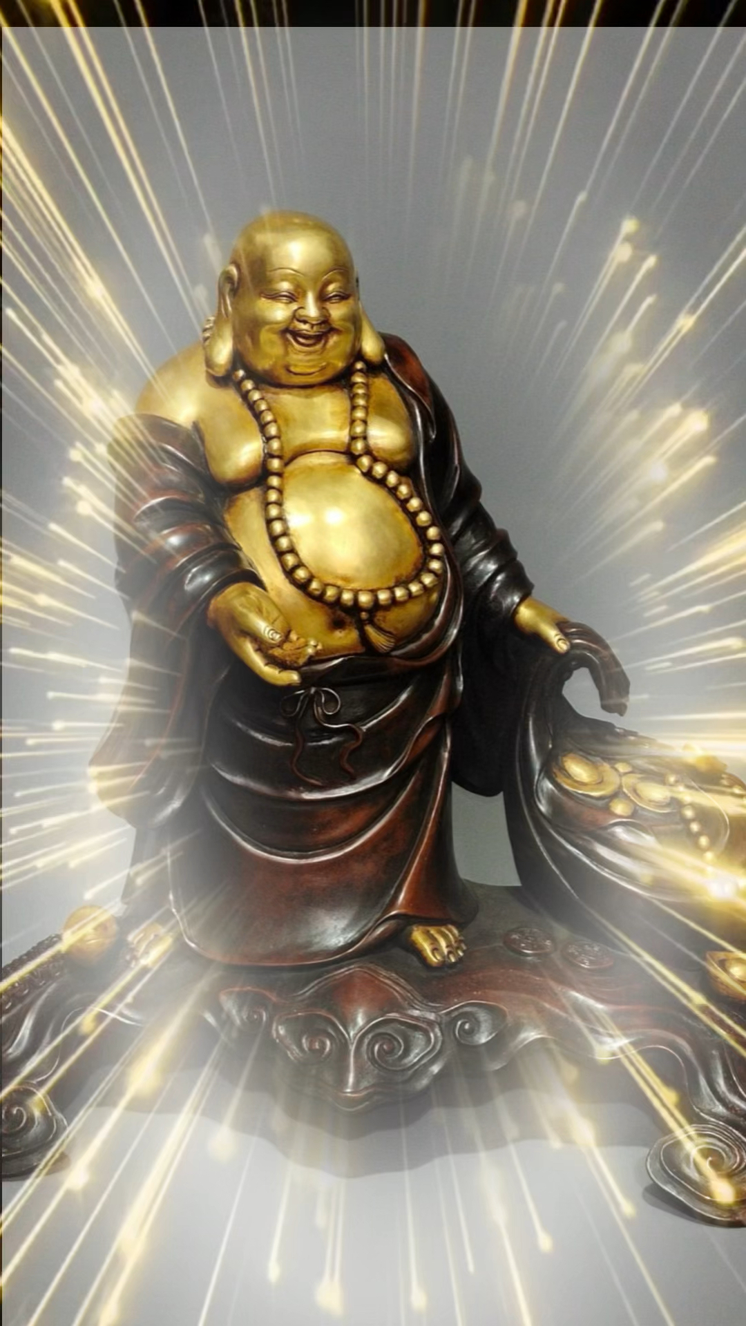 紫铜鎏真金 弥勒佛像 高43厘米 ,宽45厘米