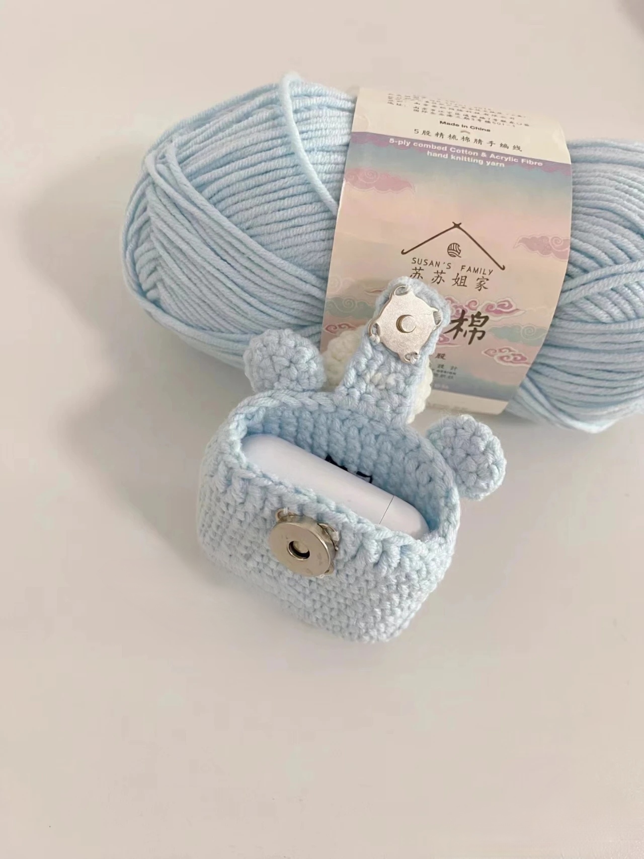 手工钩织:贪吃鼠耳机包