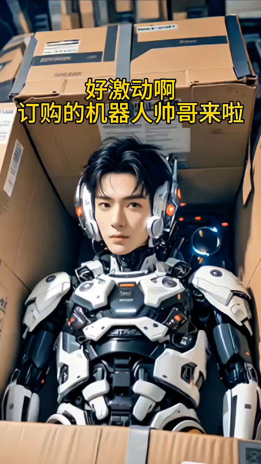 好激动啊订购的机器人帅哥来啦