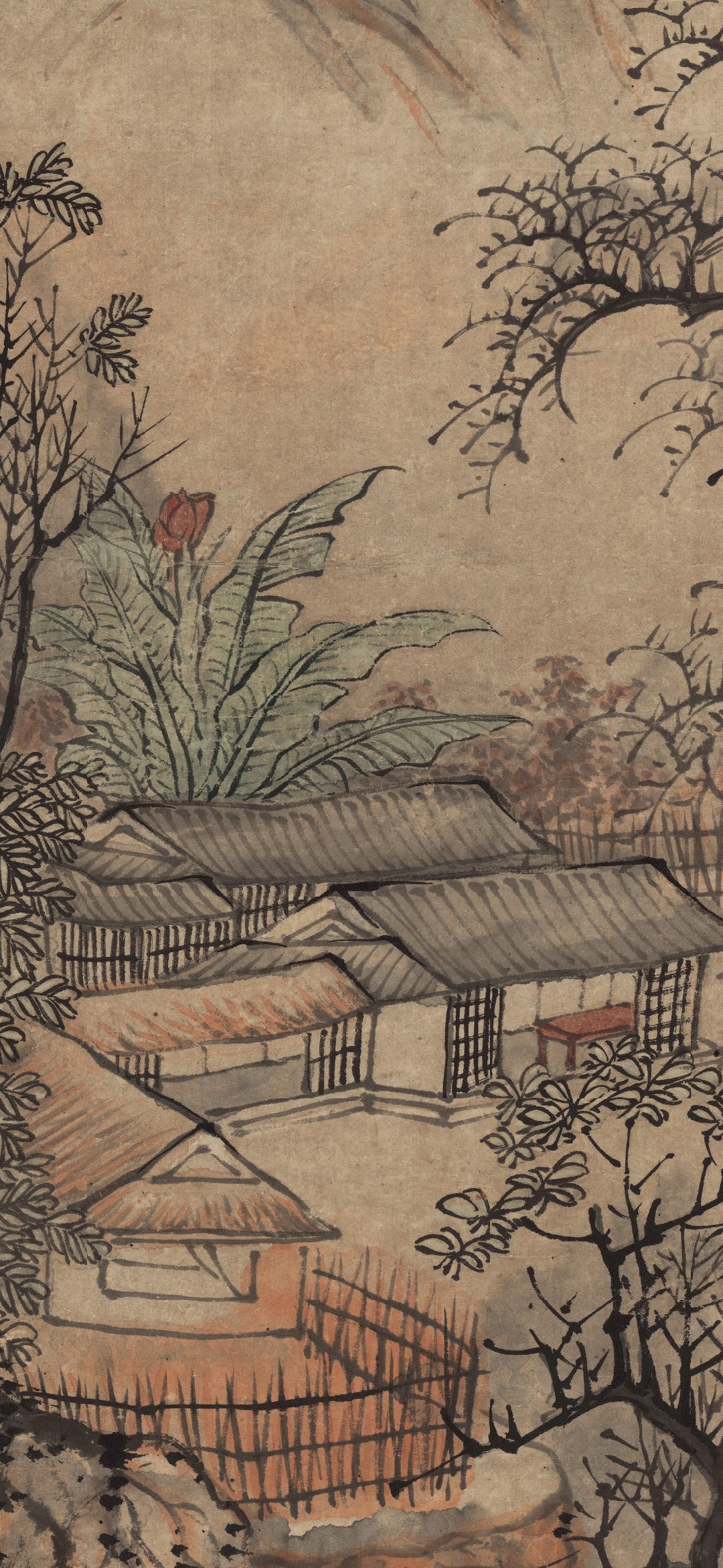 《秋山渔隐图》(古画欣赏) 明  蓝瑛  天津博物馆 立轴		纸本		设色