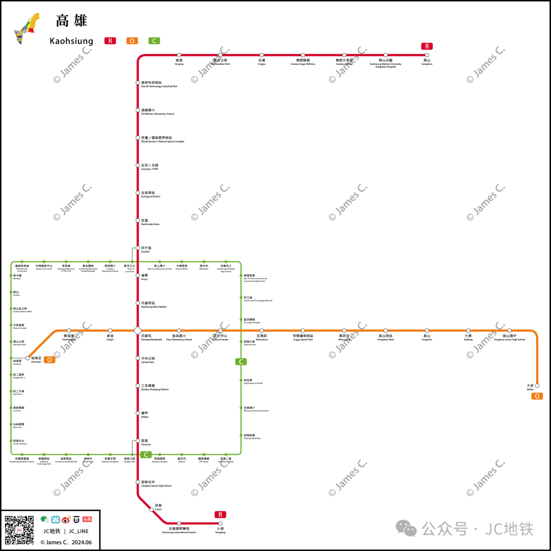 高雄捷运线路图 (20240630版)