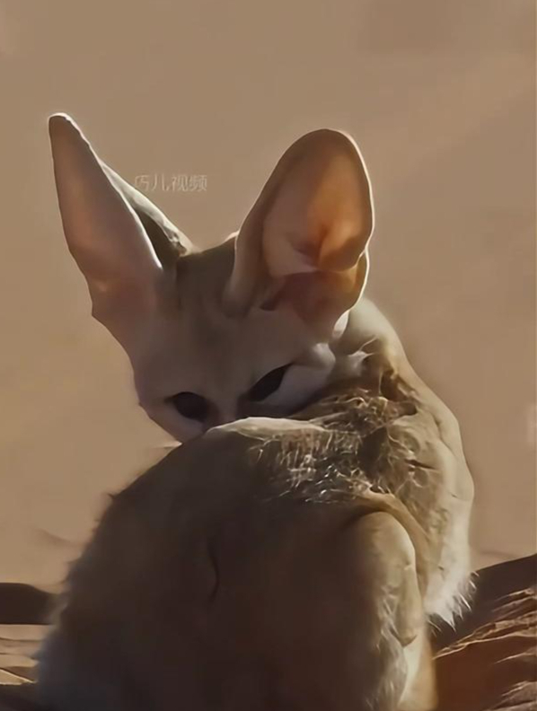 一只长相非常呆葫的小狐狸,是生活在沙漠里最凶残的食肉动物