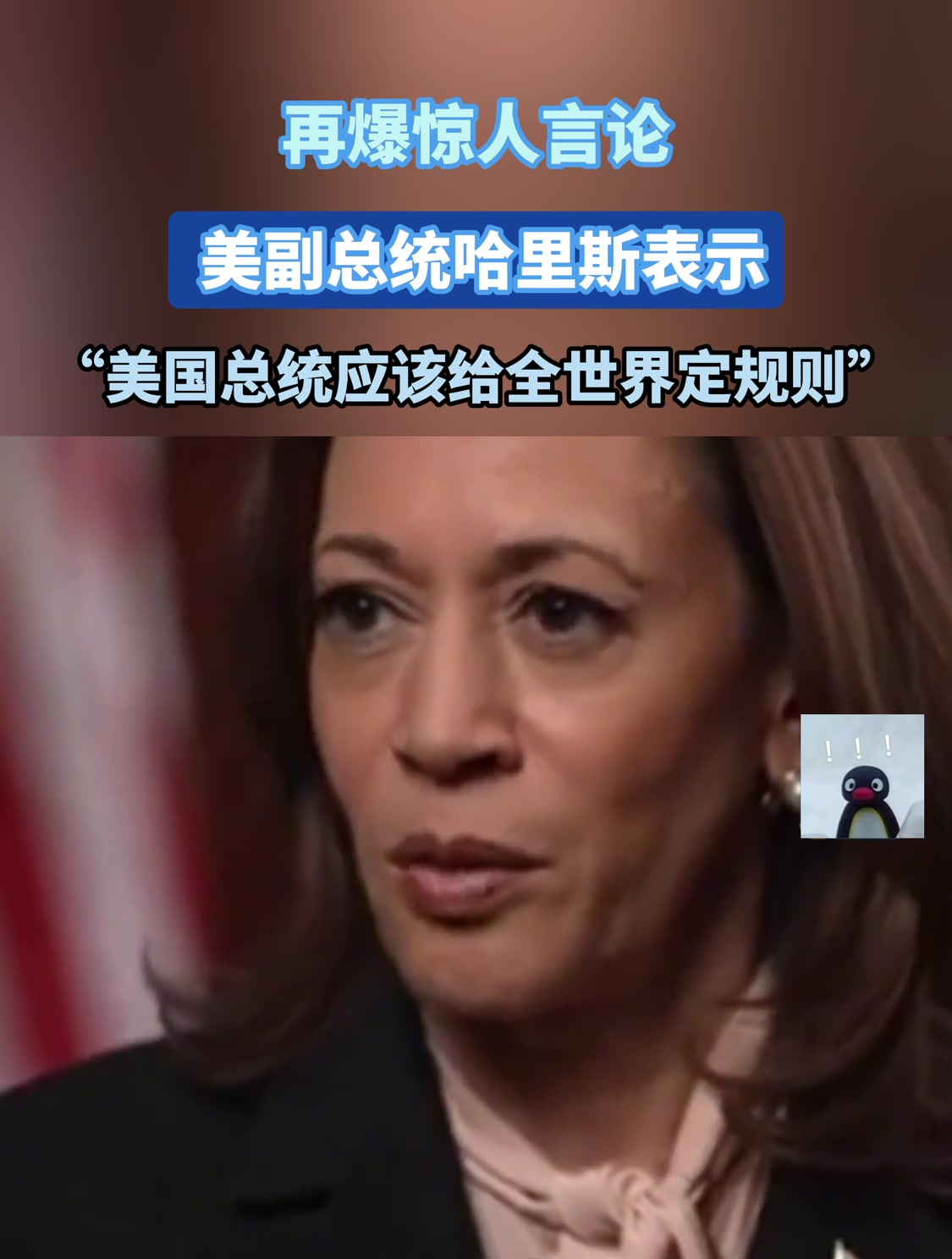 再爆惊人言论 美副总统哈里斯表示 美国总统应该给全世界定规则