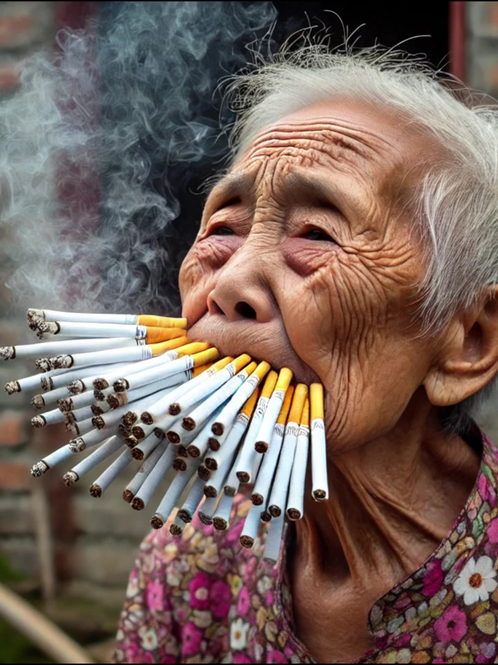 ai眼中抽烟的老奶奶