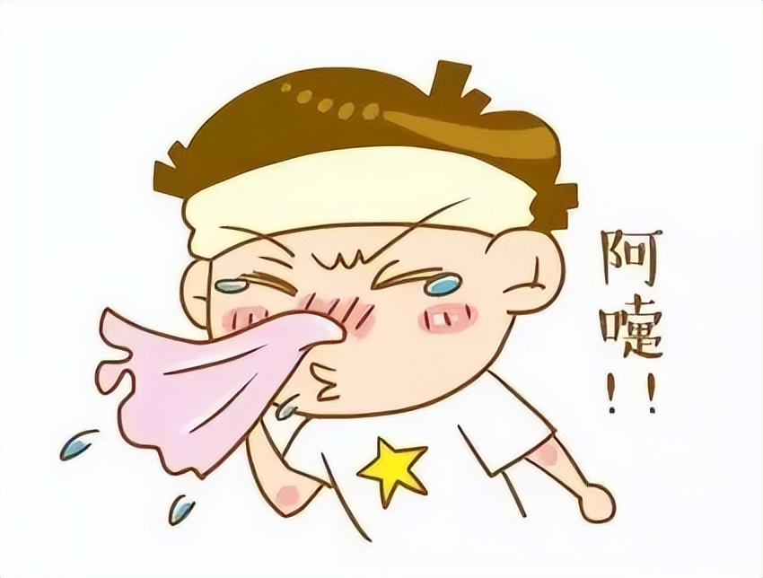 到晚打喷嚏,说话声音囔囔的,眼睛,鼻子揉的通红,鼻涕总是不自觉的淌