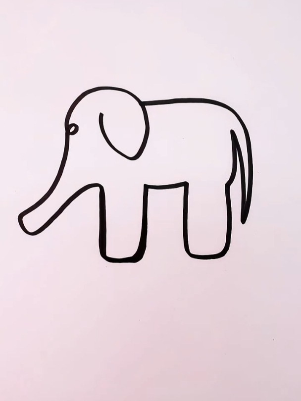 一笔画大象,超级简单,河北学起来吧
