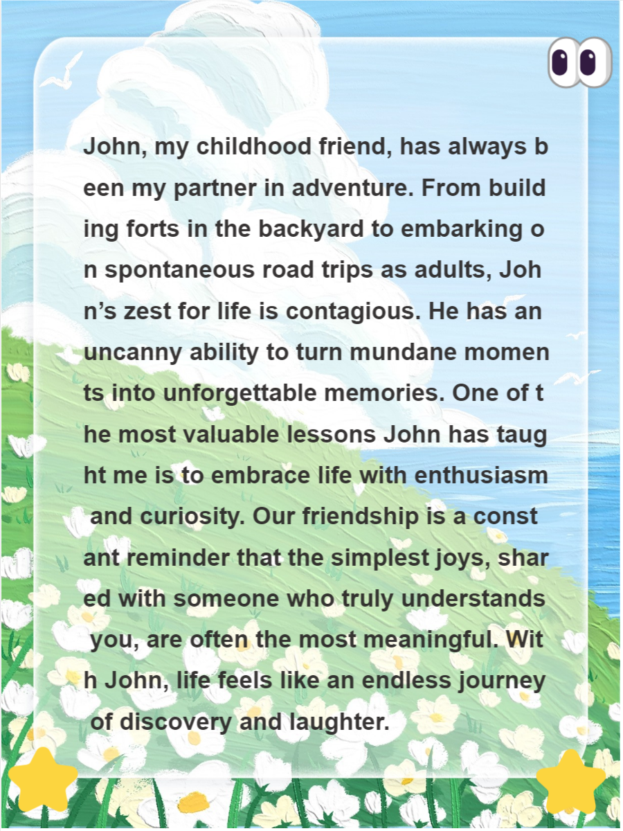 介绍自己的朋友英语作文
第2张 介绍自己的朋友英语作文
第2张