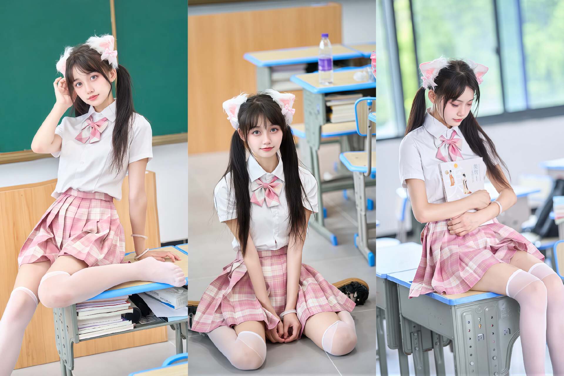 而高年级学姐的一次粉色与白色 jk 套装 cosplay,宛如一场甜美的梦境