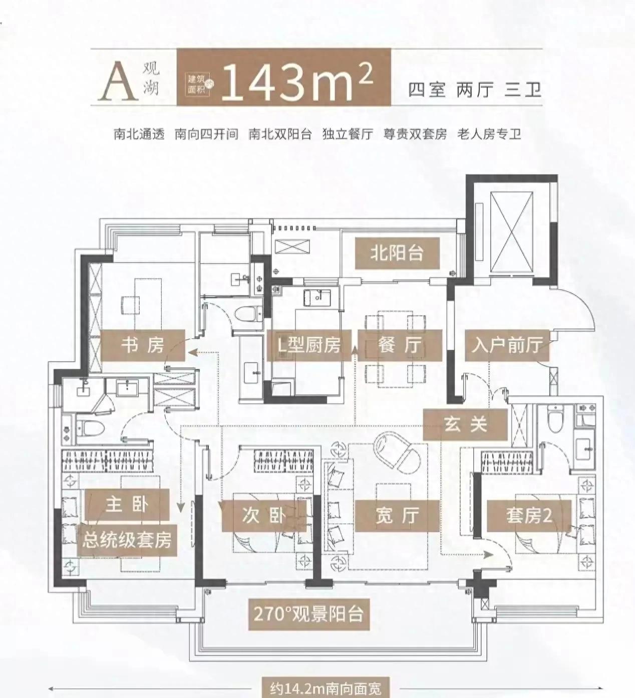 这个可能是比较标准的143.9㎡户型?