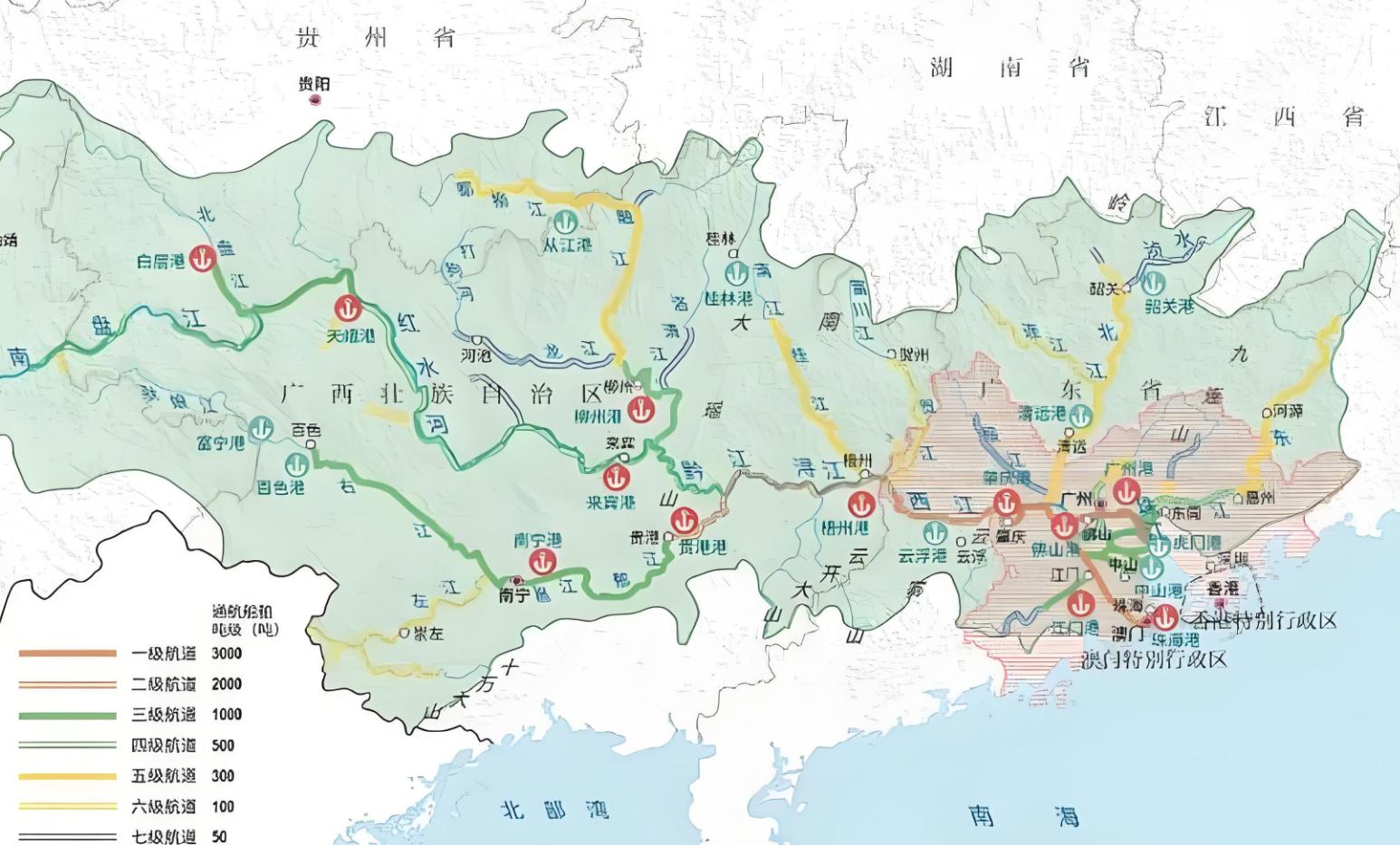 黄金水道珠江港口城市货运排名:佛山冠军,广西2港前3,肇庆第4
