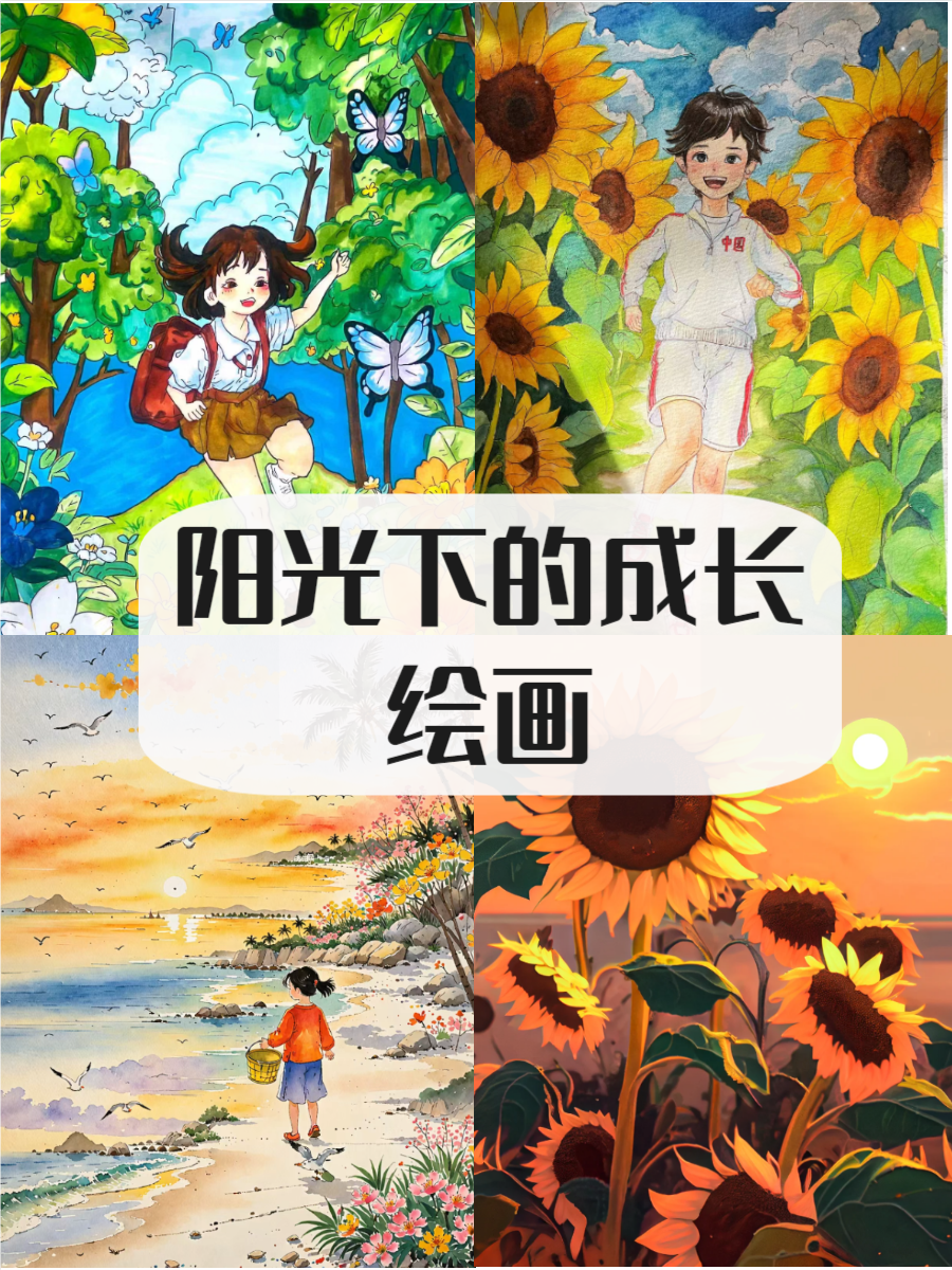 阳光下成长主题绘画