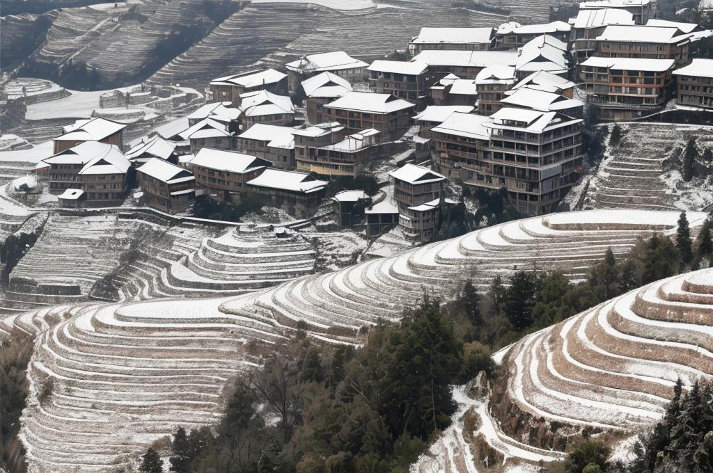 龙脊梯田冬天图片