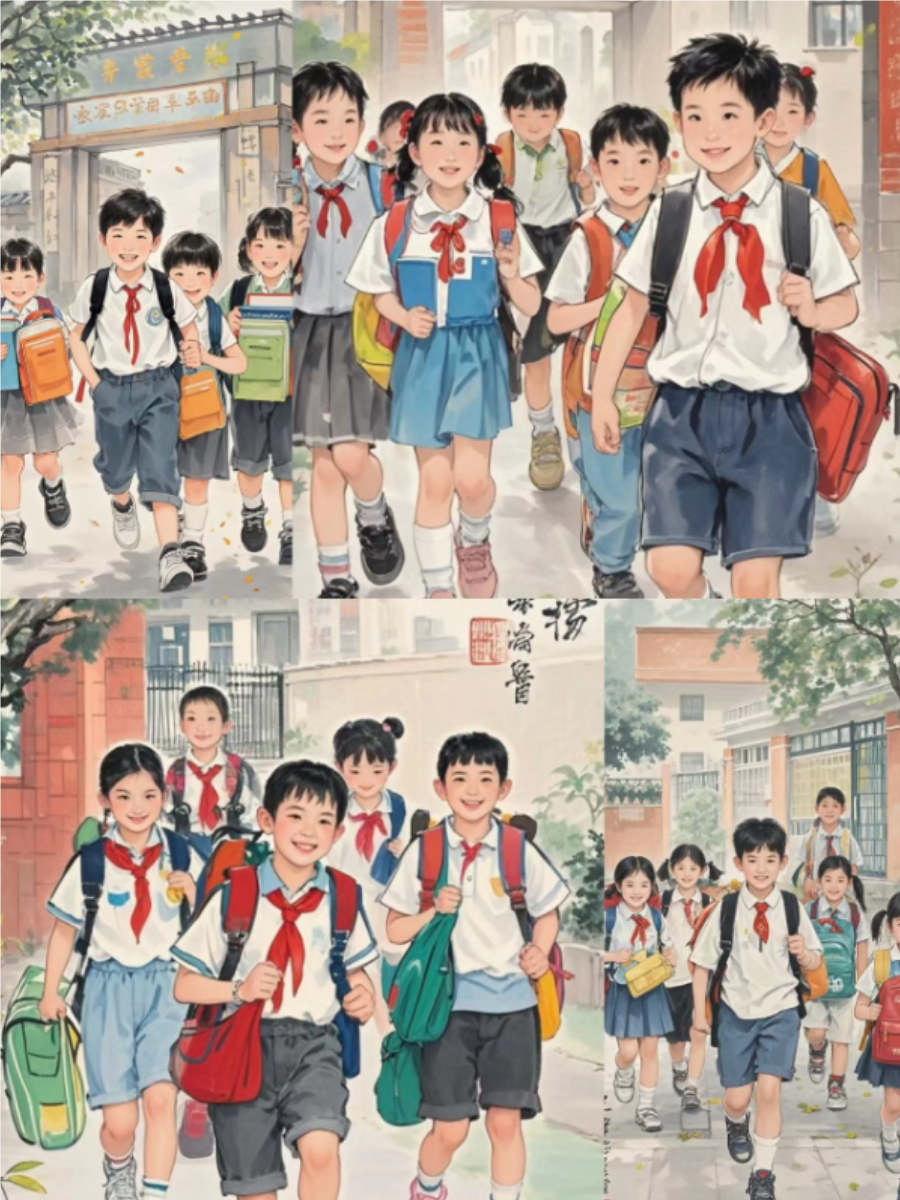 开学了绘画作品一等奖