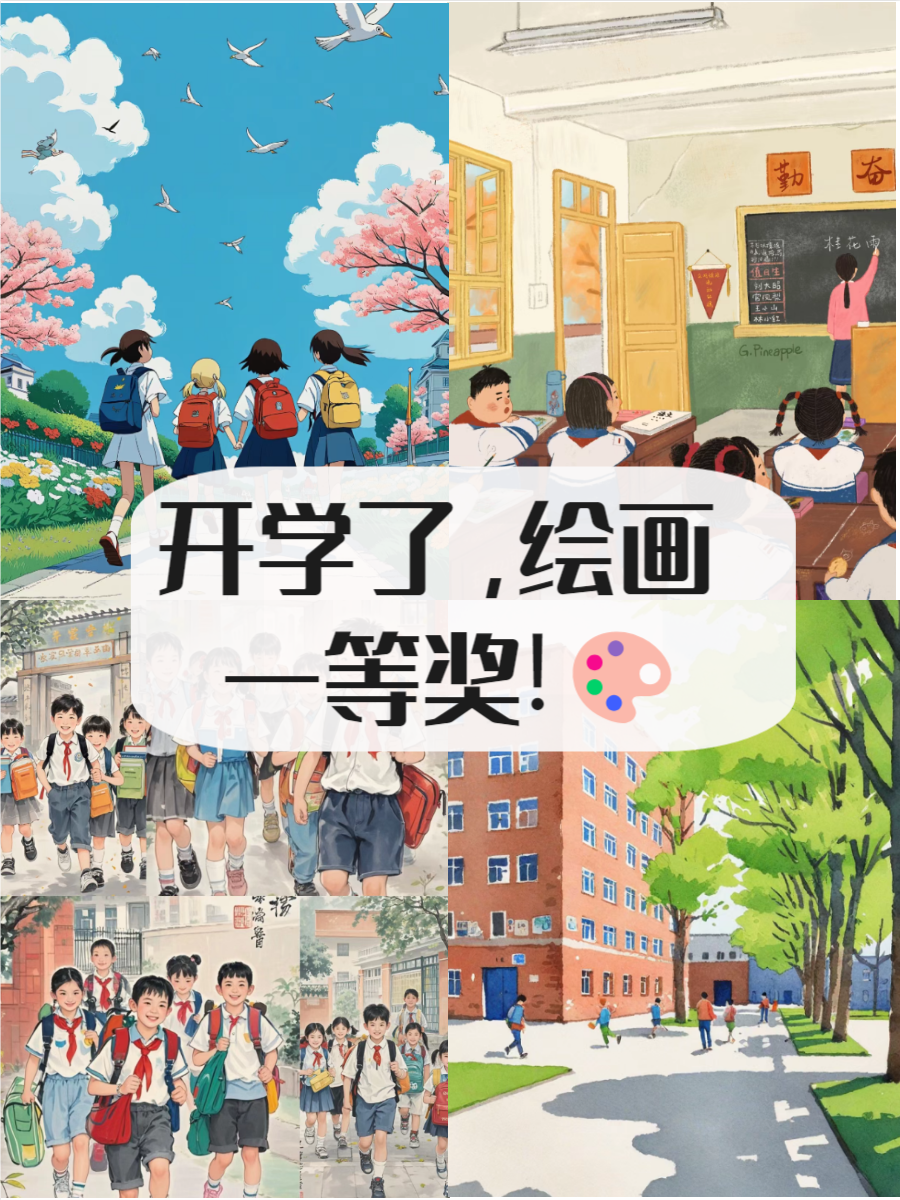 开学了绘画作品一等奖