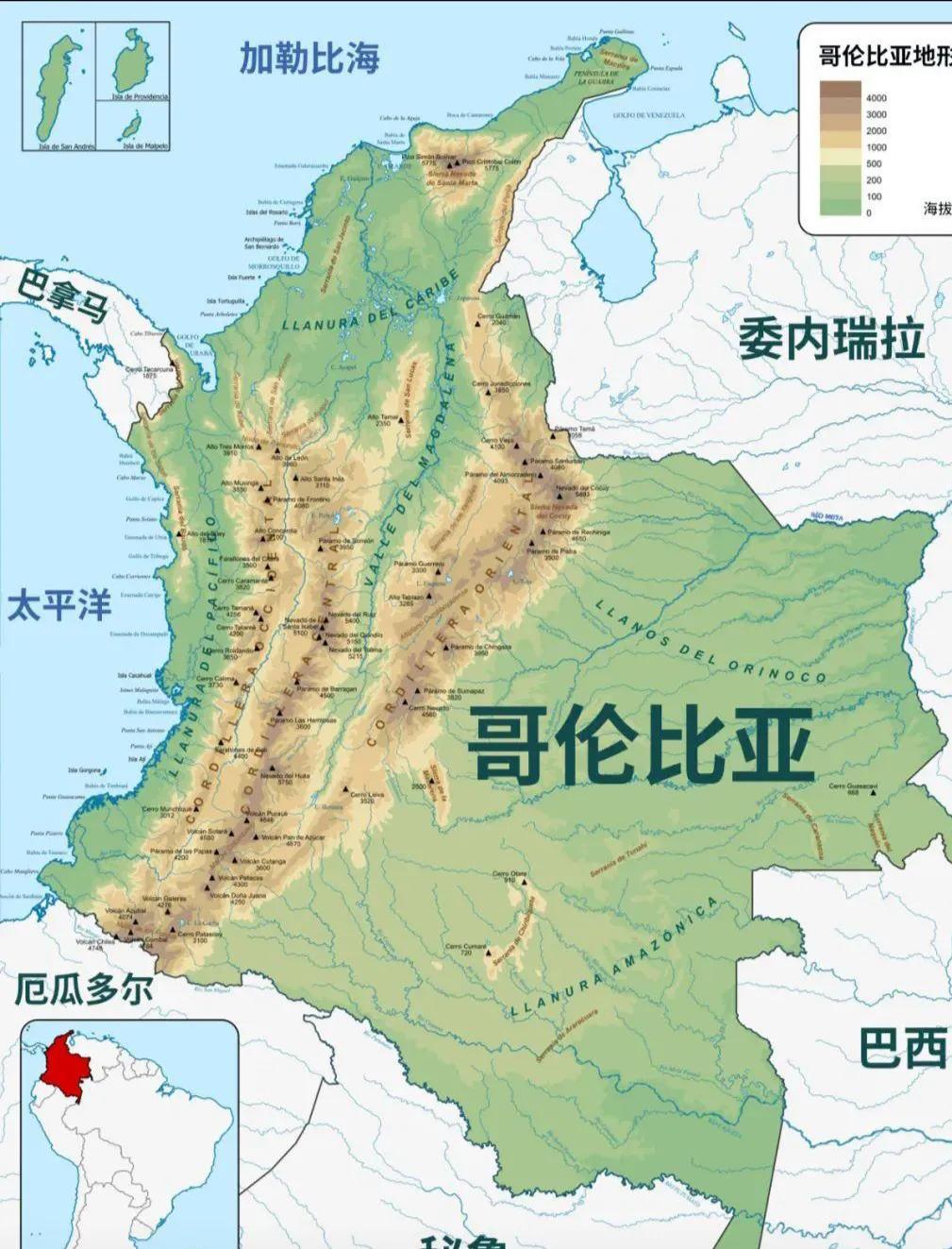 看南美洲地图时发现,哥伦比亚的国土面积不算小啊,足足有114万平方
