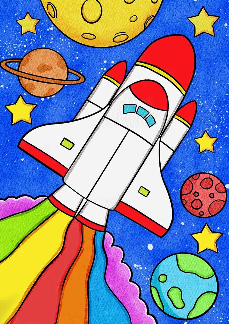 怎么画太空飞船简笔画