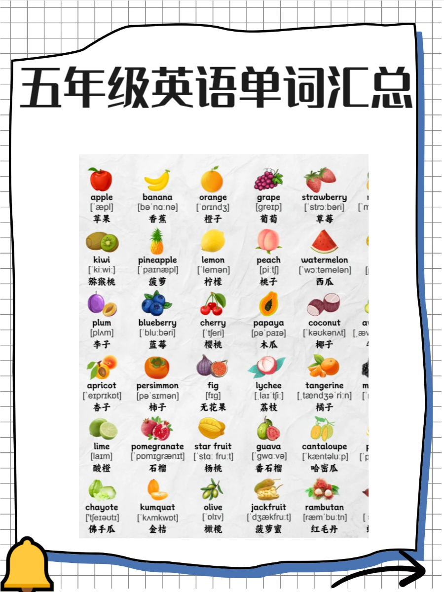 五年级英语上册单词表