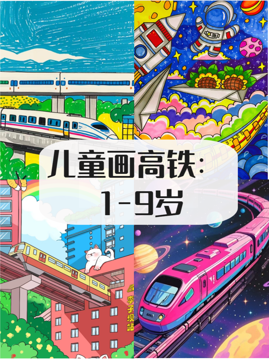 1一9岁儿童画高铁
