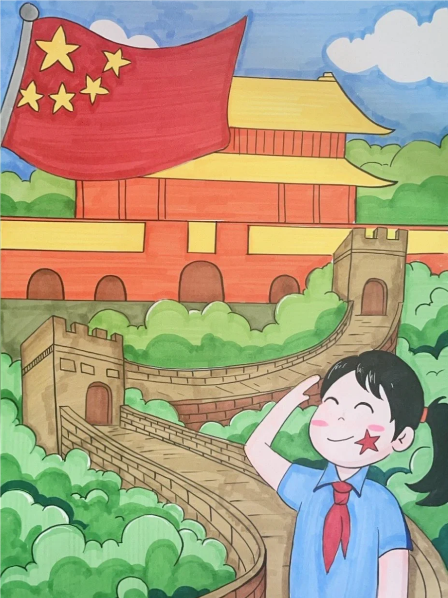 童心向党儿童手绘画