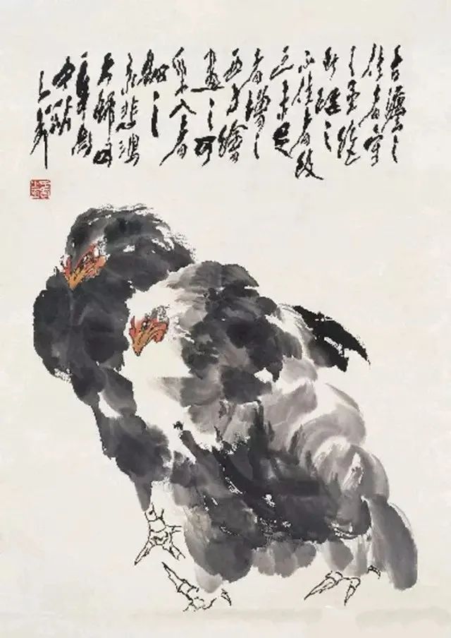 王子武画鸡,风神洒落,独具神韵!