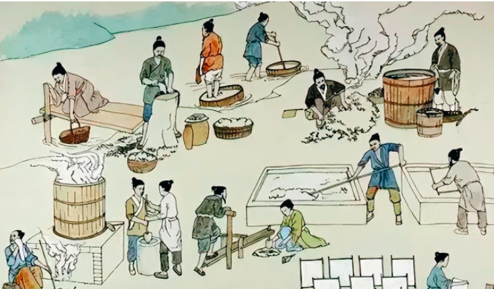 老萝卜干古画古代煮茧抽丝的热水蔡伦有关事件图片古人处理垃圾图片
