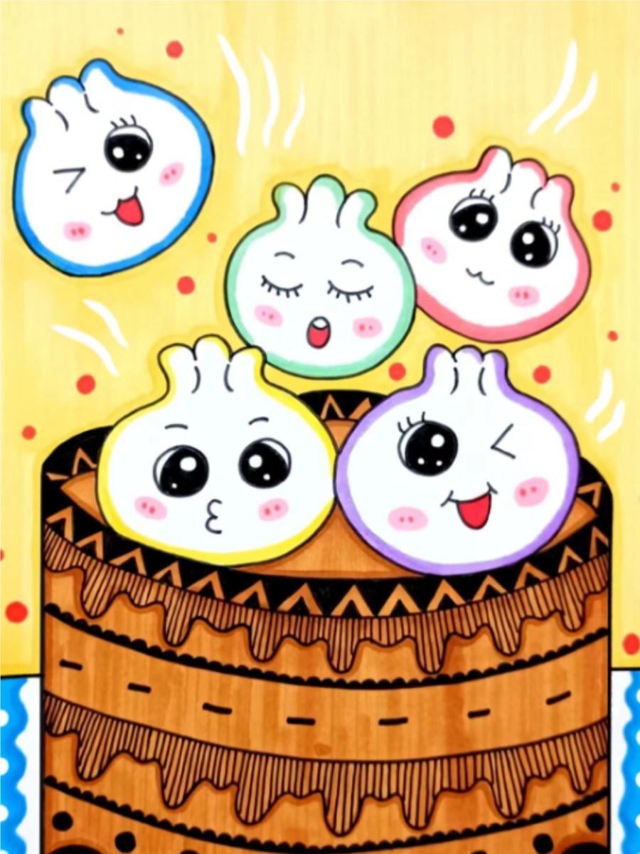 包子简笔画是一种简单有趣的绘画题材,特别适合孩子和