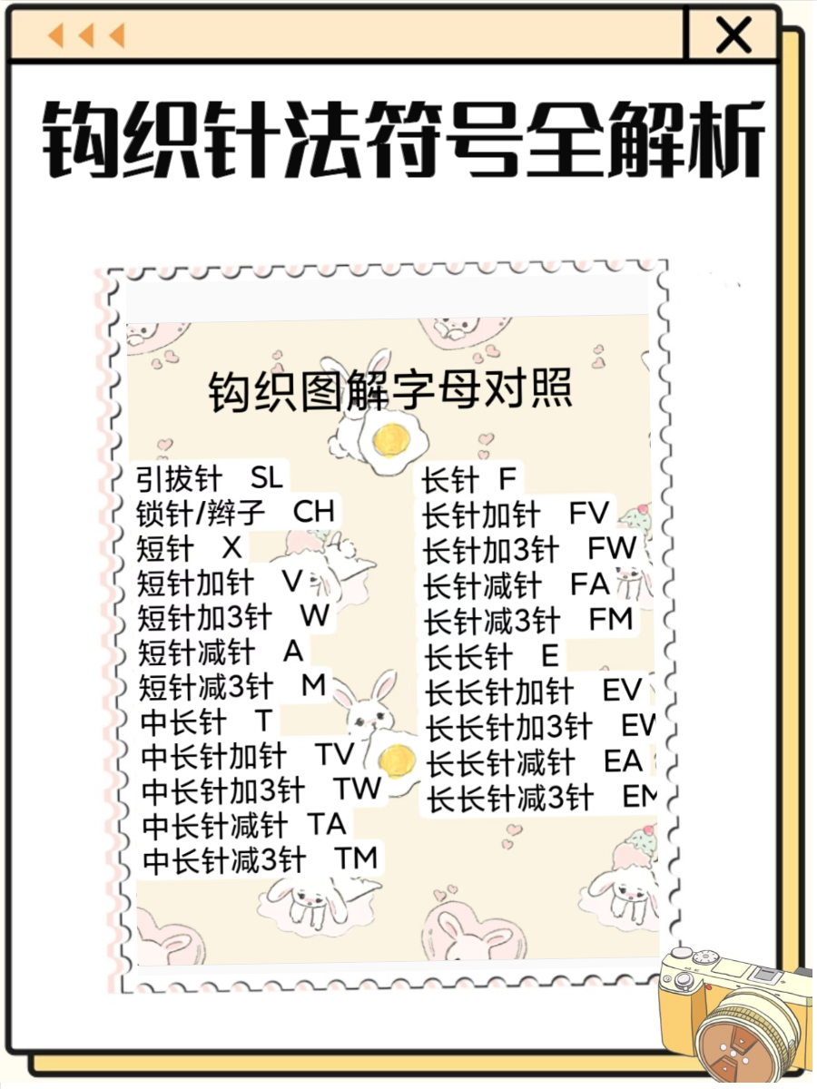 钩织针法图解符号大全