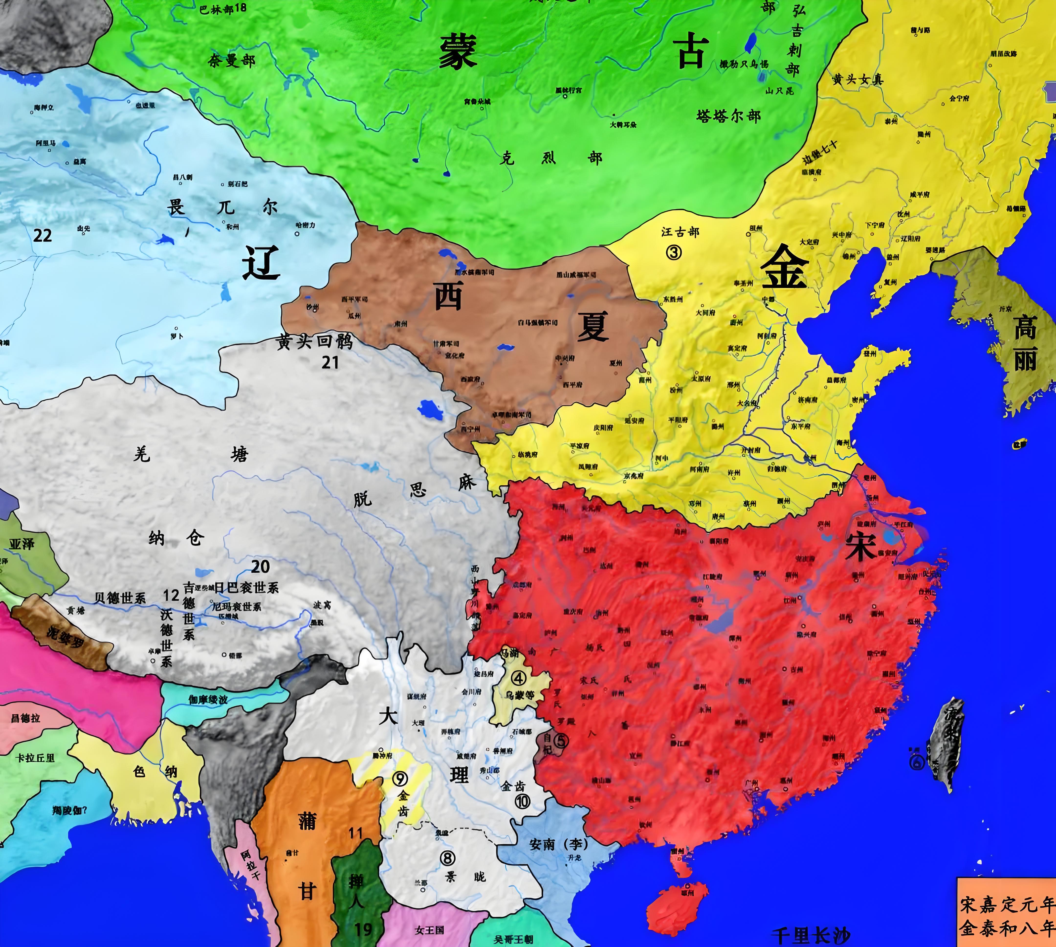 金国建立10年后就迅速灭了辽国,辽国的宗室耶律大石就跑到西部的西域
