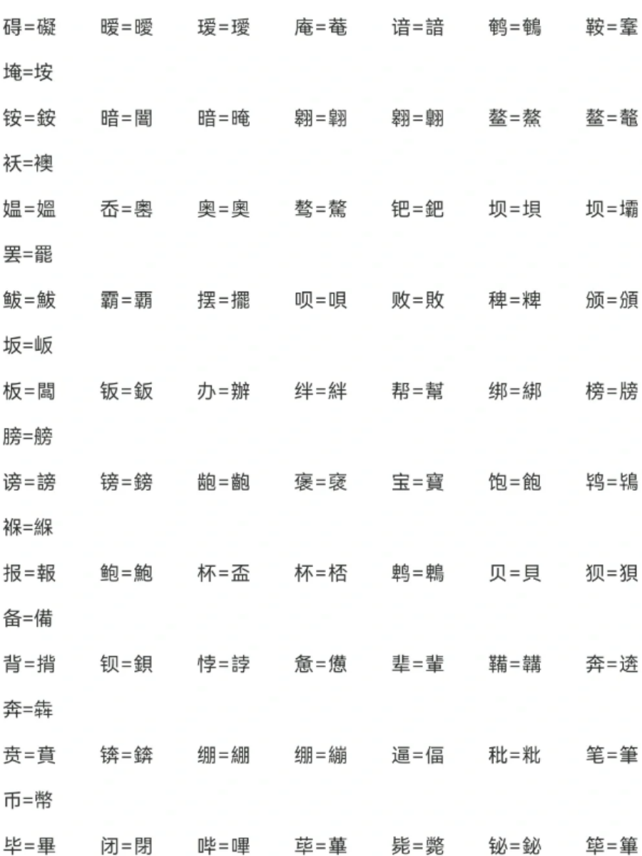 繁体字对照表大全,快来了解一下吧