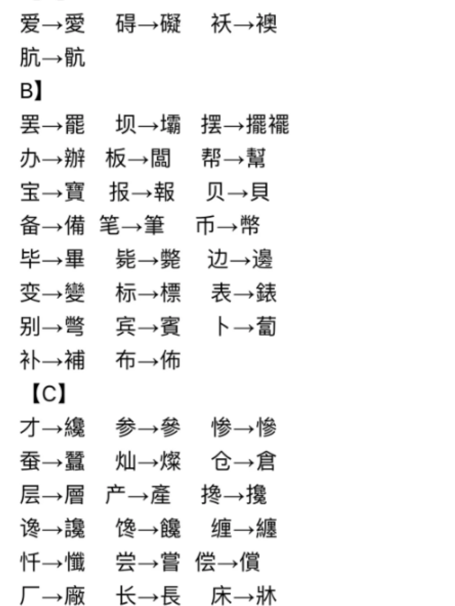 繁体字对照表大全,快来了解一下吧