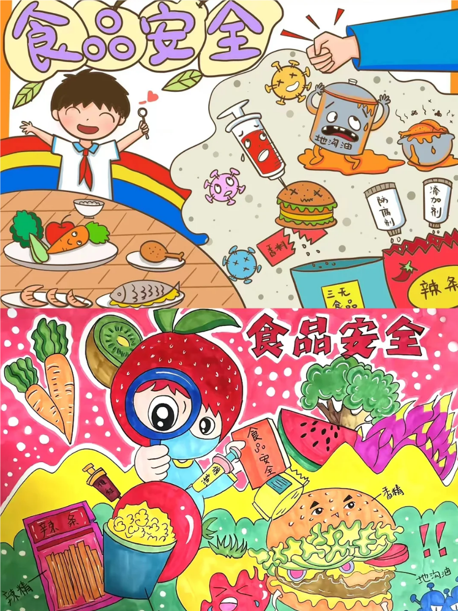 食品安全是每个人健康的重要保障,通过生动的绘画