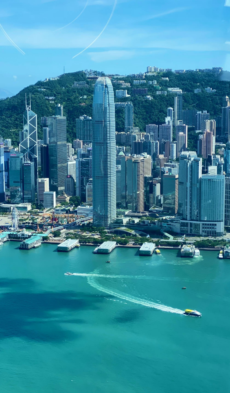 鸟瞰东方之珠微笑,风光,在香港最高楼icc 的天际100观景台,360度俯瞰