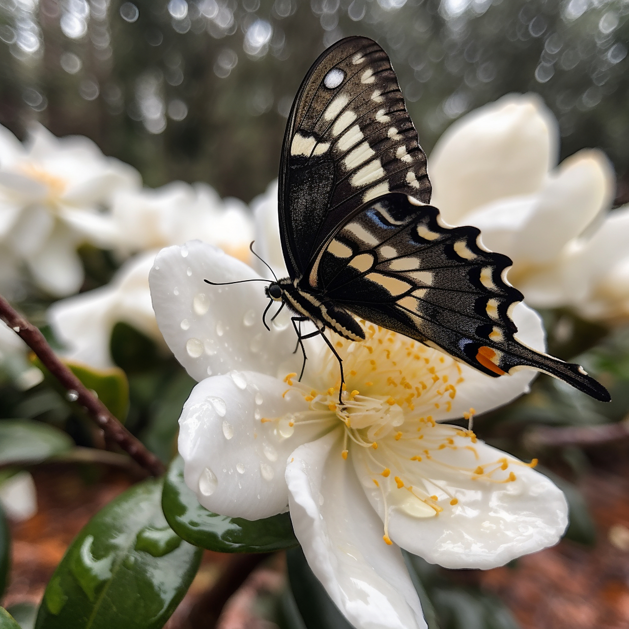 ai绘画# #蝴蝶# 如果我不说,你能相信这些蝴蝶和山茶花是ai绘画生成