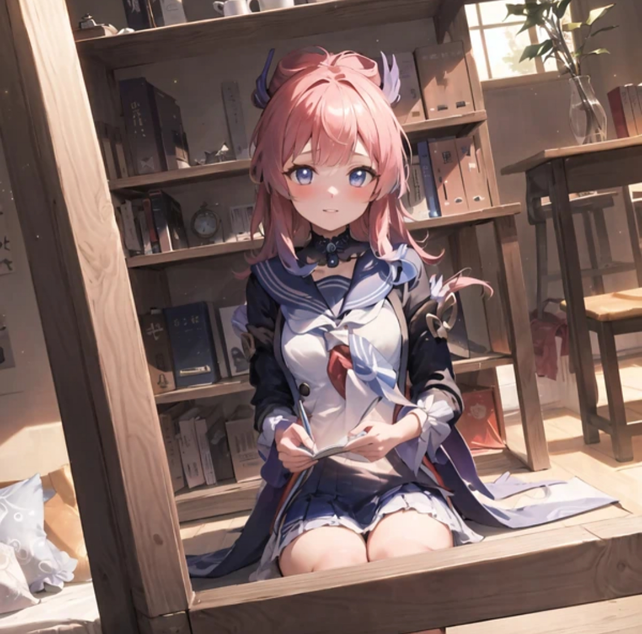 二次元#  心海读书也太认真了