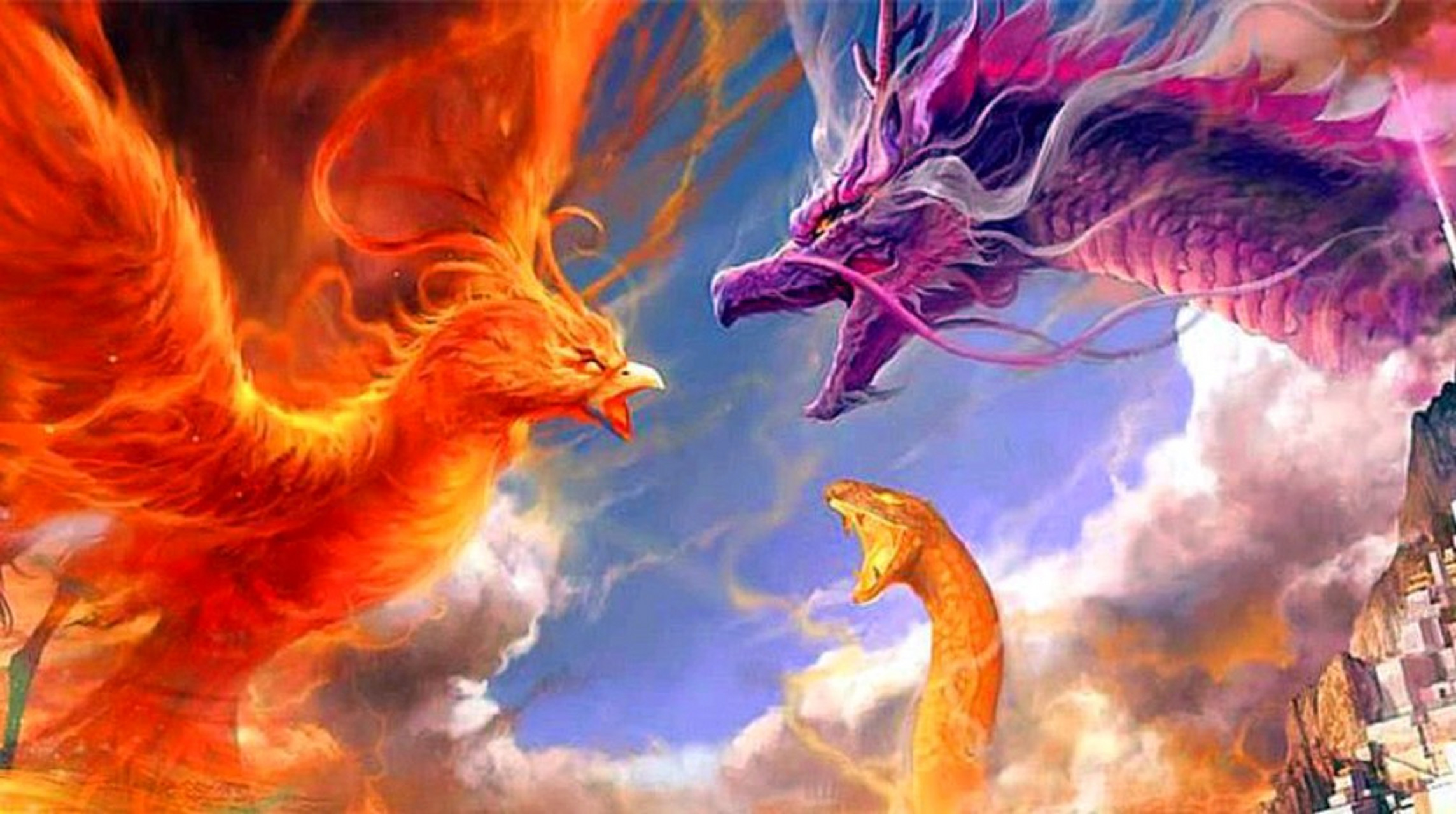 龙,凤凰,麒麟三大神兽为了争夺领地而发生过一场大战,史称龙凤之劫.