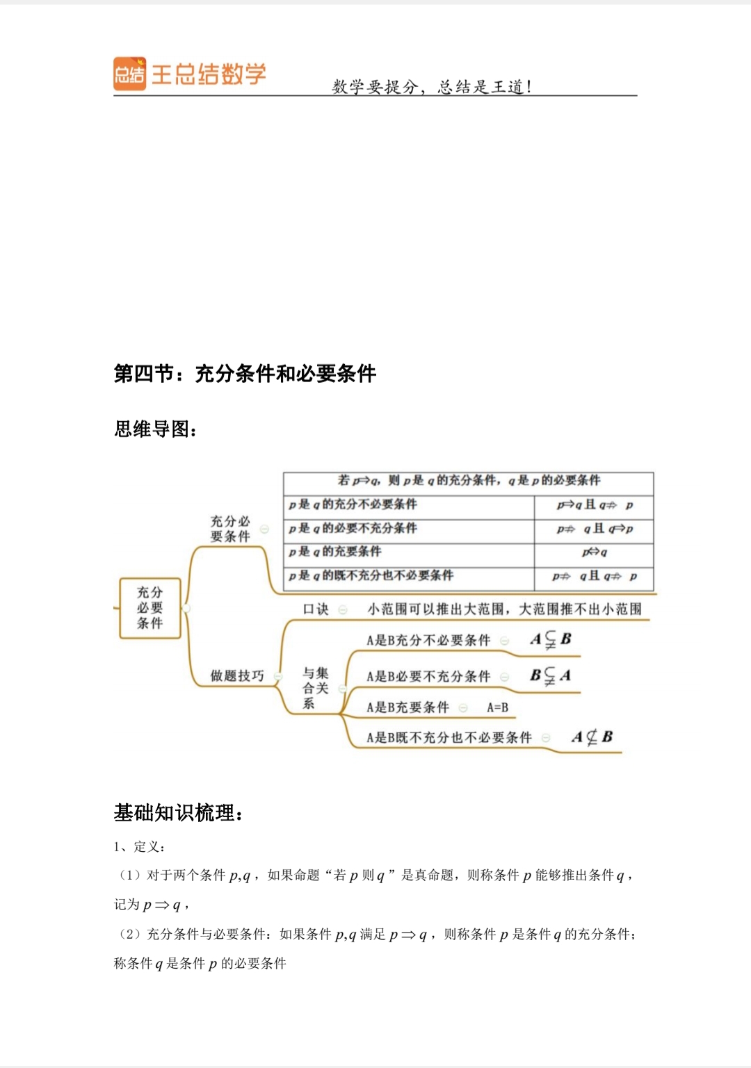 高中数学集合的知识点