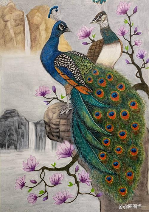 怎么用彩铅画飞的绿孔雀