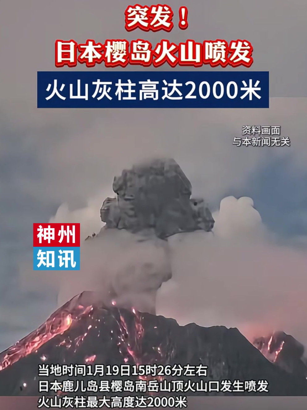 日本樱岛火山喷发图片