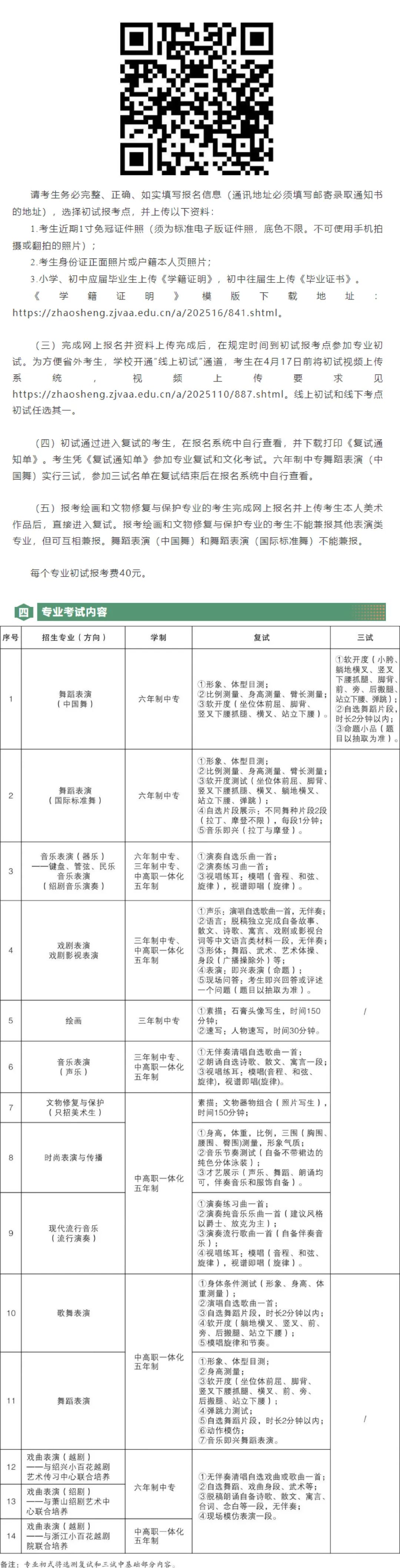 浙江艺术学校(浙江艺术职业学院附中2025年招生简章