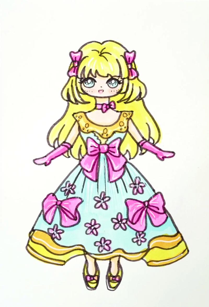 怎么画小公主换装简笔画