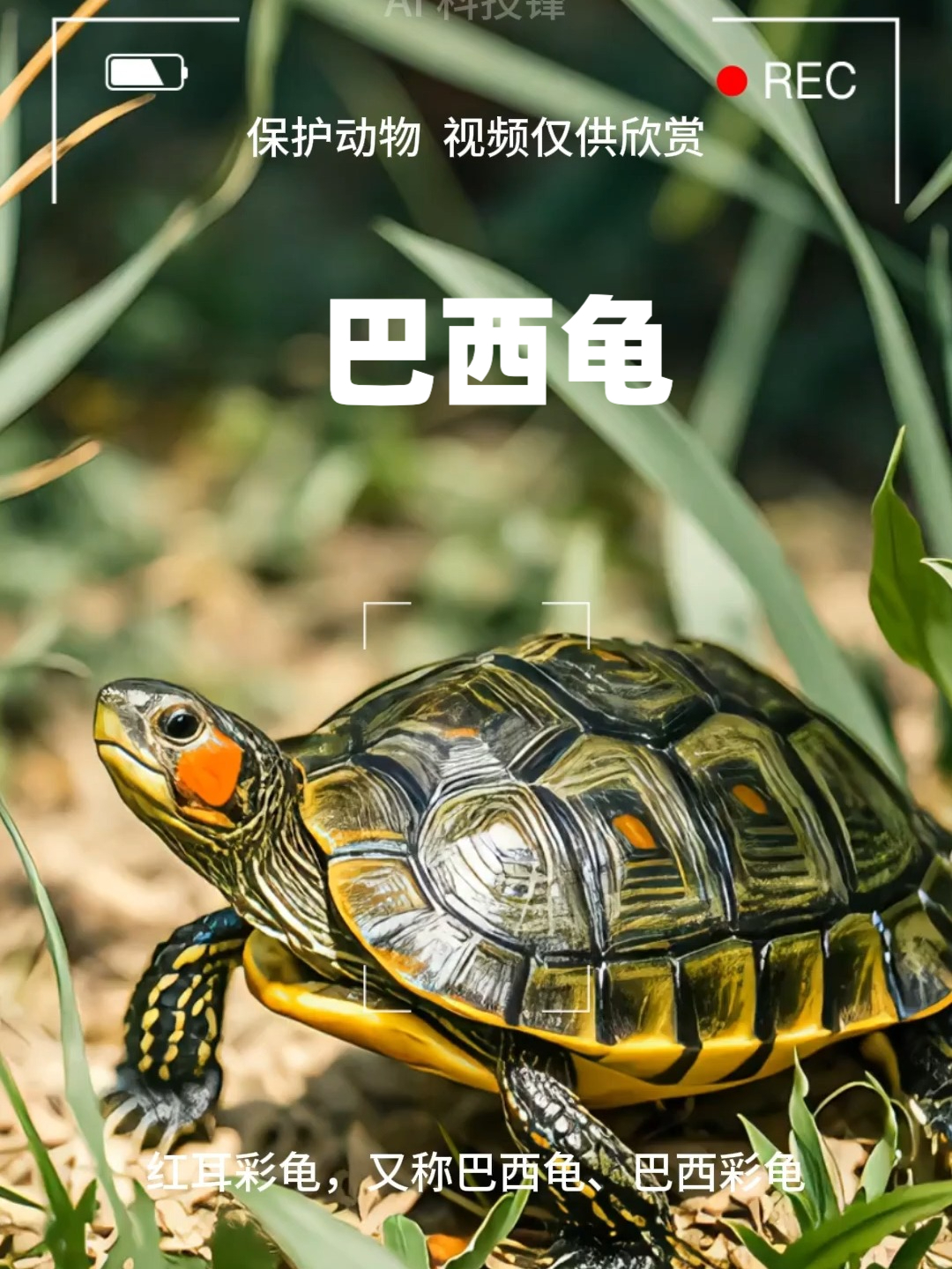 红耳彩龟,又称巴西龟