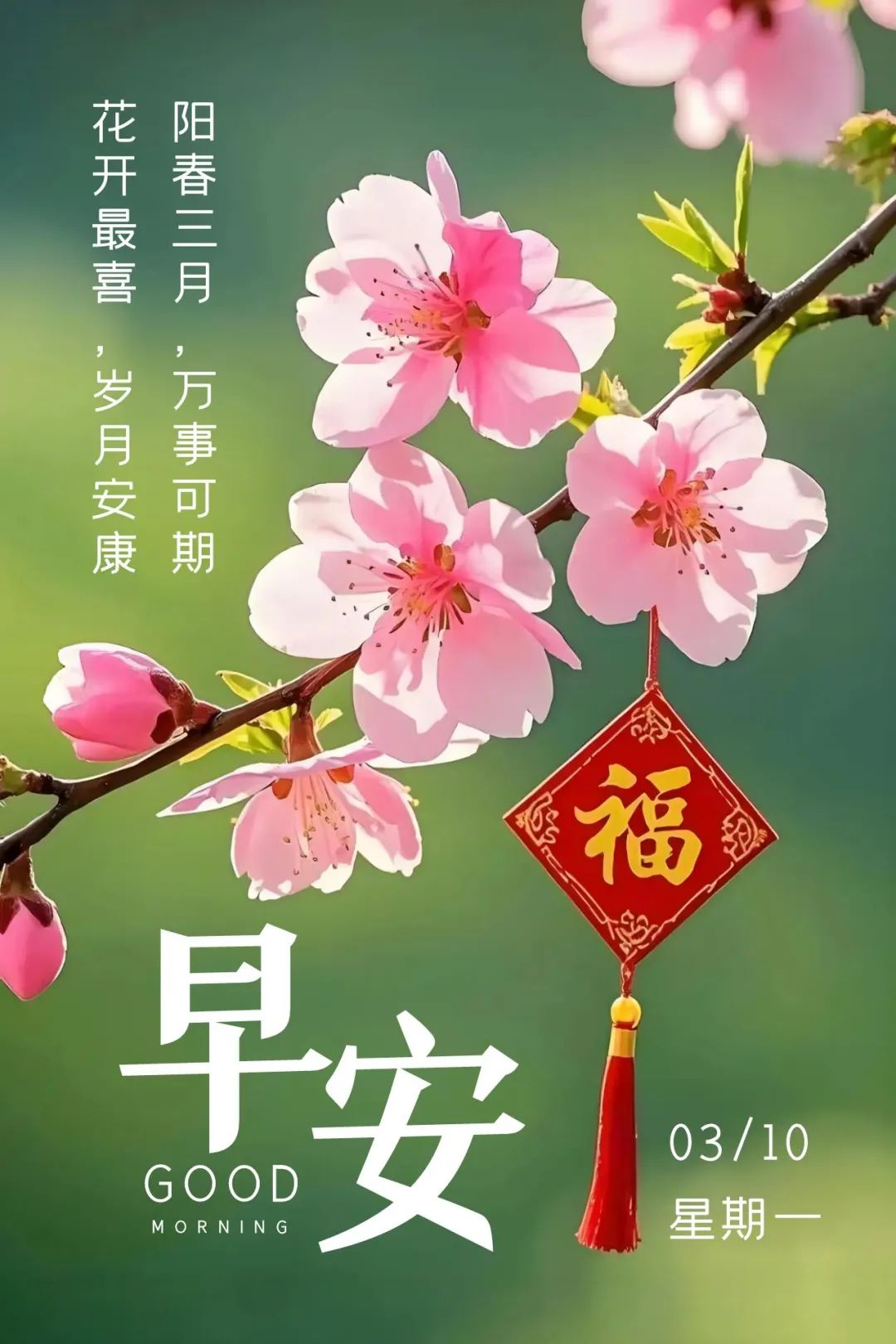 310春天早安心语愿心向光明步步暖花开岁岁皆长安