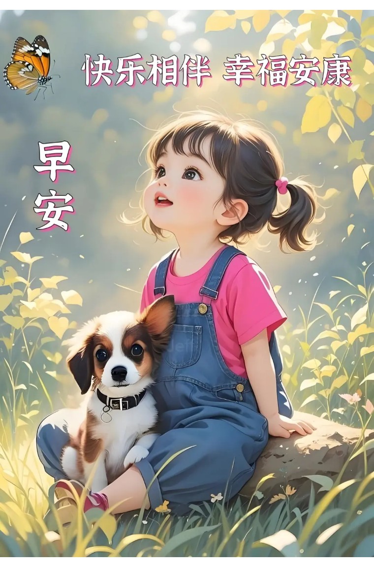 最新精美萌娃早安早上好祝福:送给老友的专属好运签