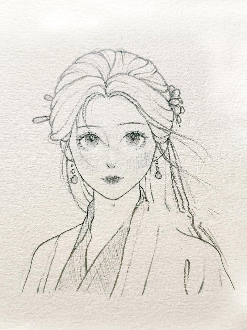 怎么用铅笔画古风女子