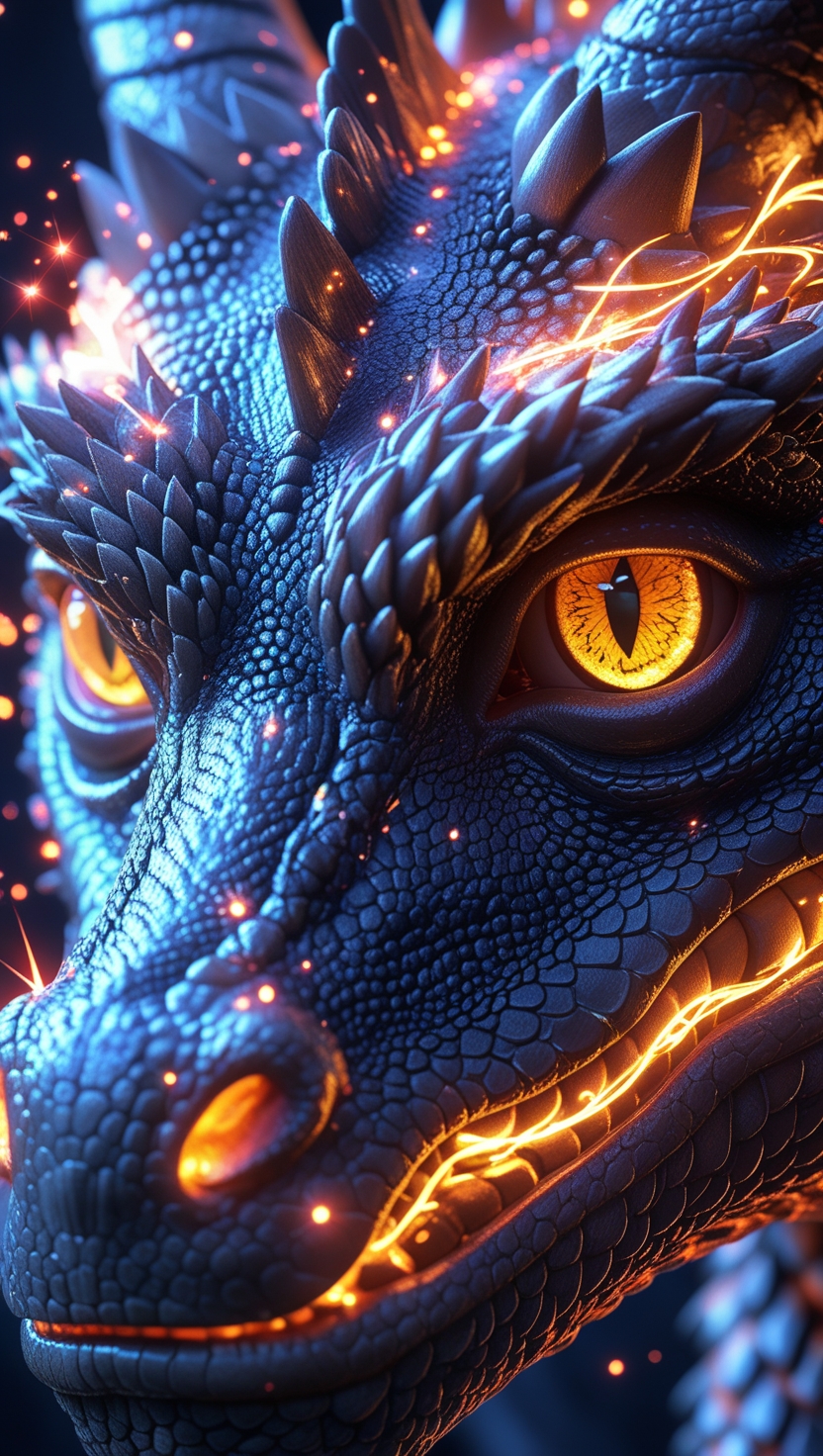 龙的眼睛如宝石般璀璨,虹膜中闪烁着微弱而诡异的魔力火花,仿佛蕴藏着